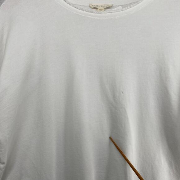 EILEEN FISHER Dress M Organic Cotton Terry Shift Tunic 3/4 Sleeve White - Picture 13 of 16